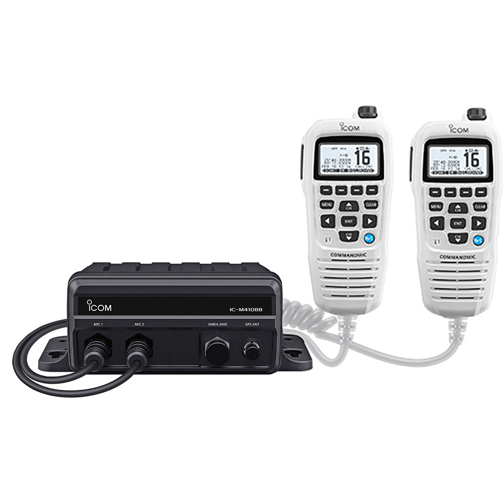 Icom IC-M410BB GW 11 Black Box VHF w/White Command Mic 2 Command Mic Ports