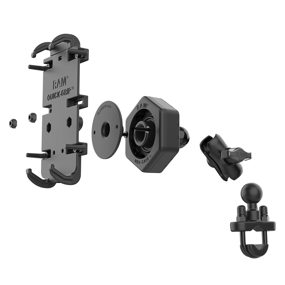 RAM Mount RAM Quick-Grip XL Phone Mount w/Vibe-Safe U-Bolt Base - Short