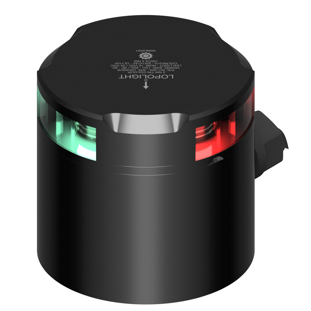 Lopolight Tri-Color Nav Light - 2NM - Black Housing w/IP68 POM Base Connector