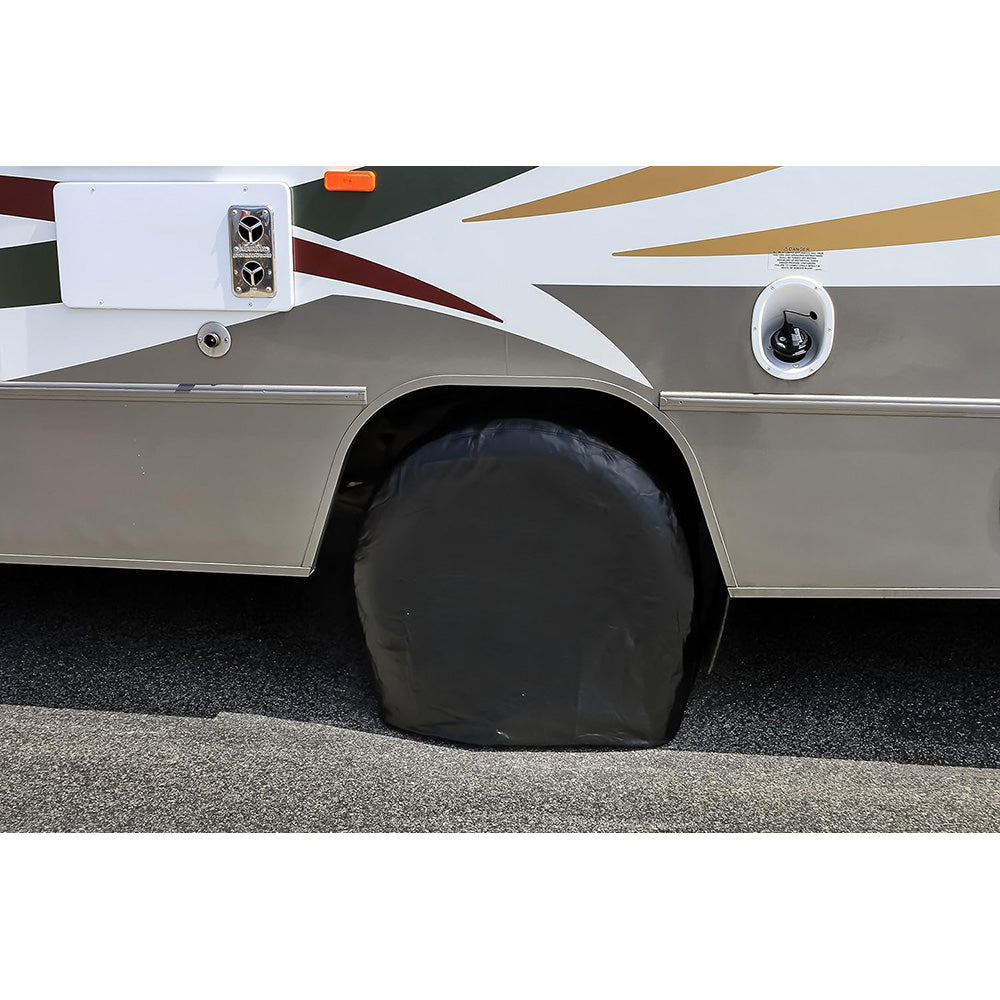 Camco 24-26 Black Vinyl Wheel Tire Cover - 2 Pack