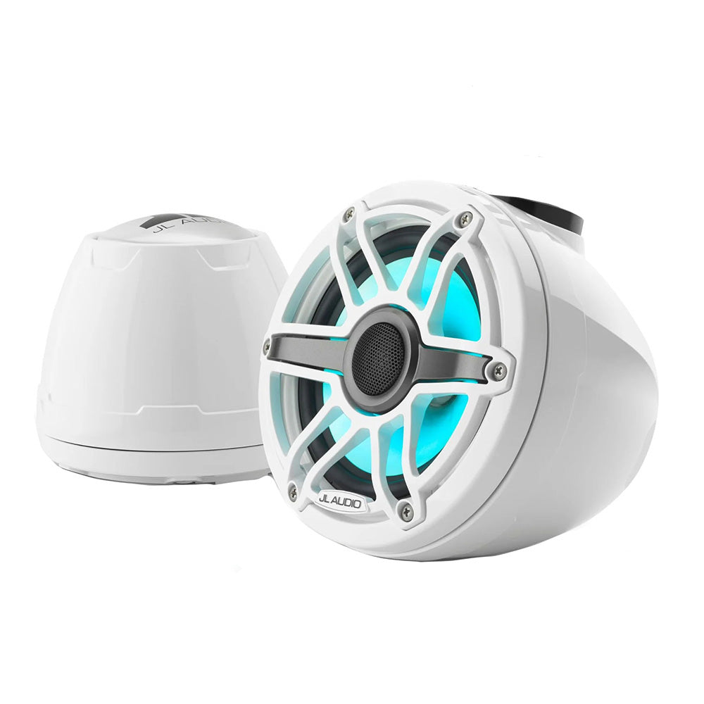 JL Audio M6 VeX Series 6.5" Enclosed Coaxial Speakers w/RGB LED Lighting White Sports Grilles - M6-650VEX-Gw-S-GwGw-i