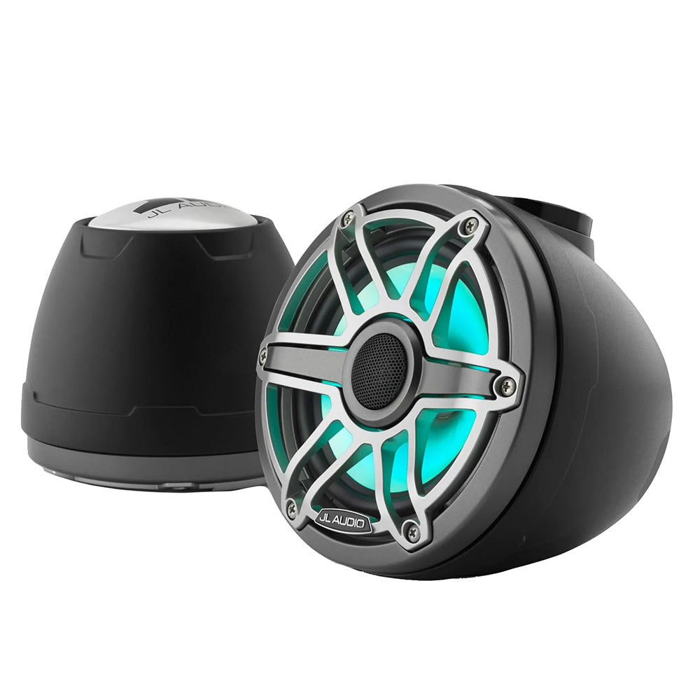JL Audio M6 VeX Series 6.5" Enclosed Coaxial Speakers w/RGB LED Lighting Titanium Sports Grilles - M6-650VEX-Mb-S-GmTi-i