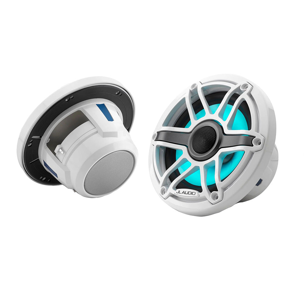 JL Audio M6 Series 6.5" Marine Coaxial Speakers w/Gloss White Sport Grille Transflective LED Lighting - M6-650X-S-GwGw-i