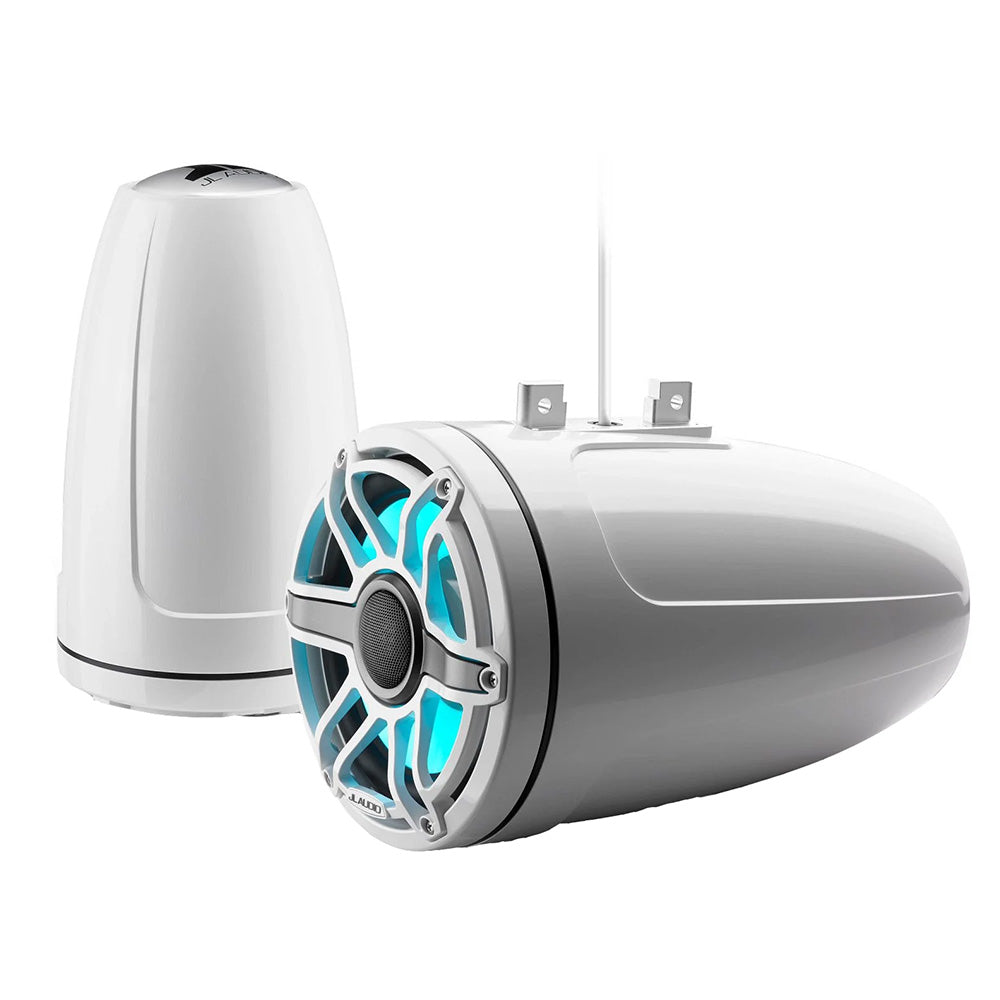 JL Audio M6 Series 8.8" Enclosed Tower Coaxial System w/Gloss White Sport Grille Transflective LED Lighting - M6-880ETXv3-Gw-S-GwGw-i