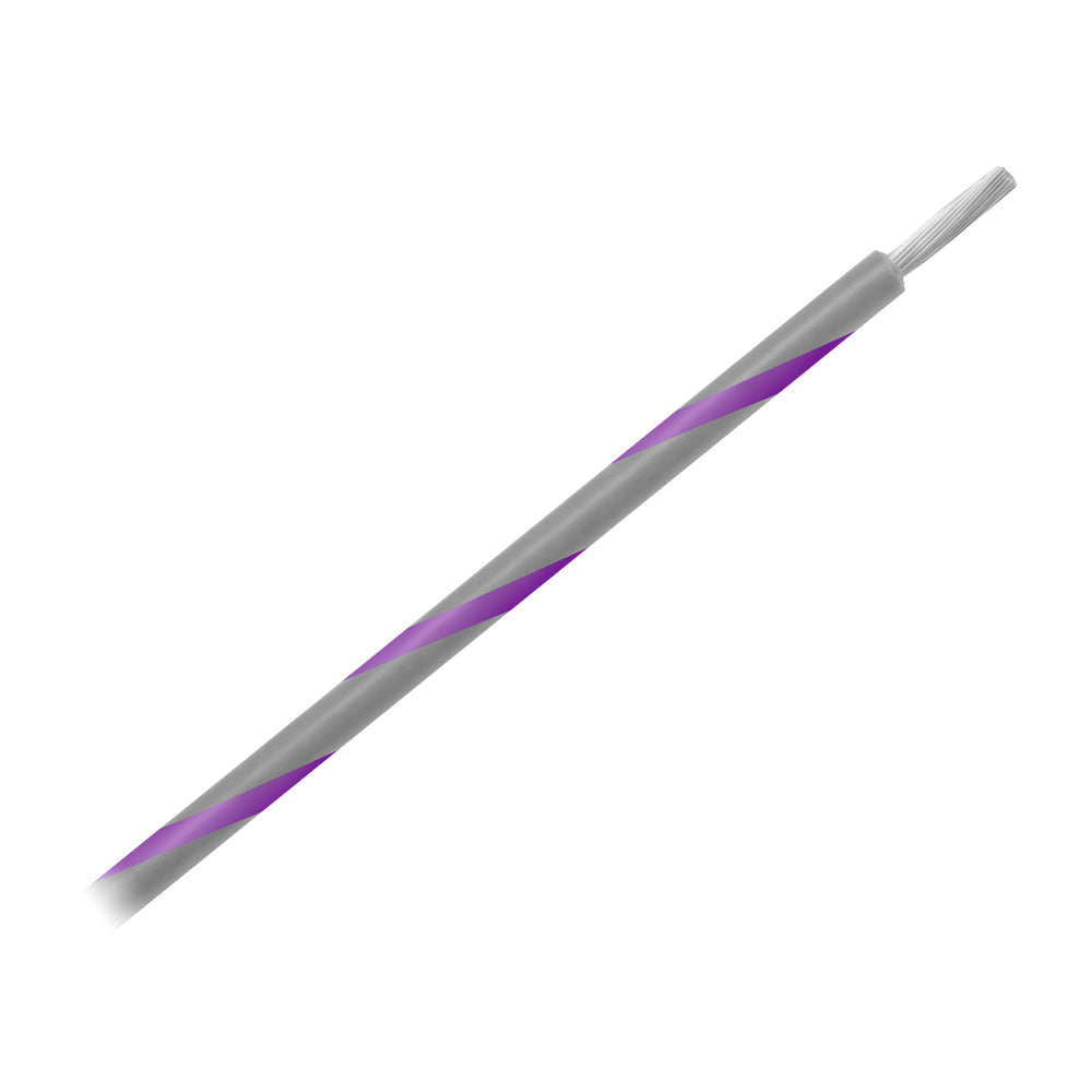 Pacer 14 AWG Gauge Striped Marine Wire 500' Spool - Grey w/Violet Stripe