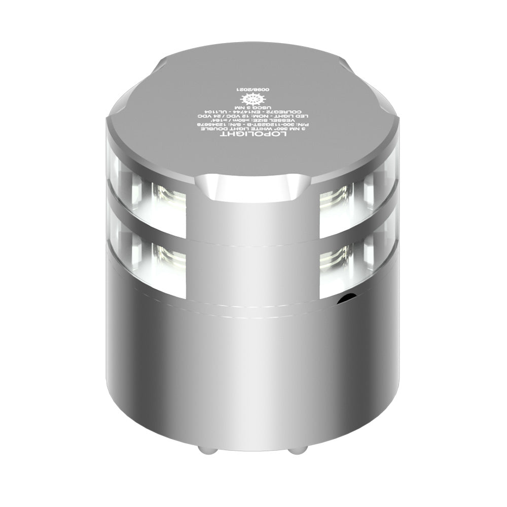 Lopolight 360 Double-Stacked 3nm Masthead Light - Silver Anodized