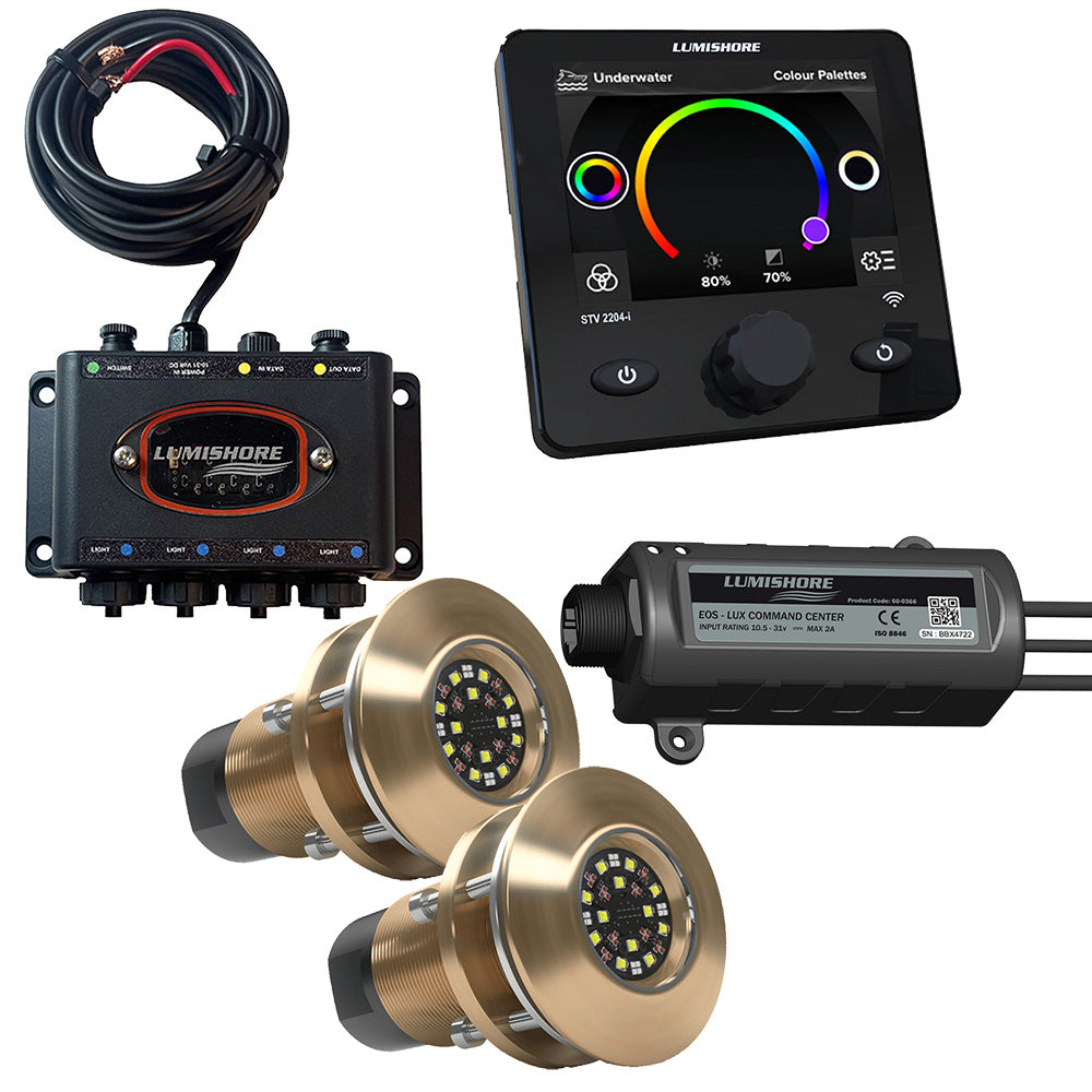 Lumishore EOS TIX404 2 Lights, Hub, LUX Command Center, Display