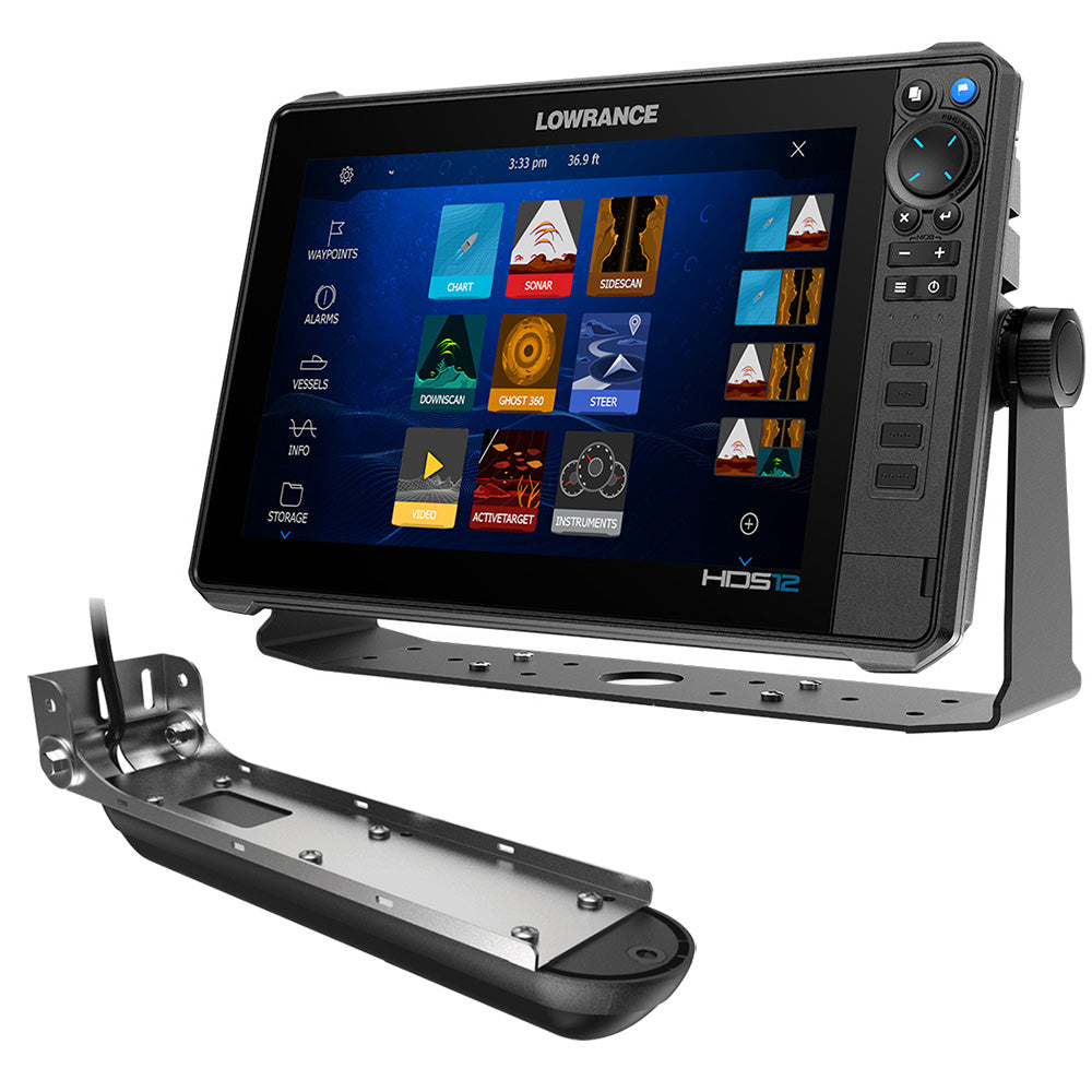 Lowrance HDS PRO 12 w/Preloaded C-MAP DISCOVER OnBoard Active Imaging 3-in-1 Transom Mount Transducer