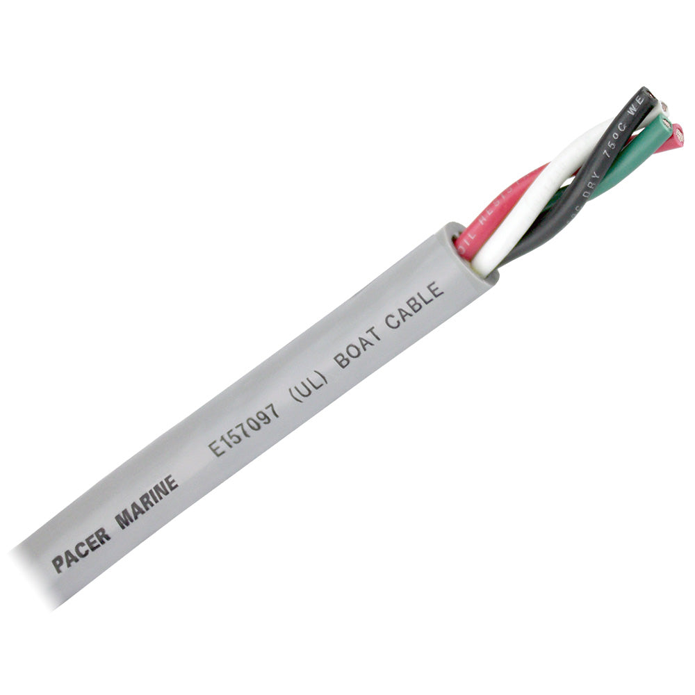 Pacer Round 4 Conductor Cable - 100' Grey Jacket - 8/4 AWG - Black, Red, Green, White