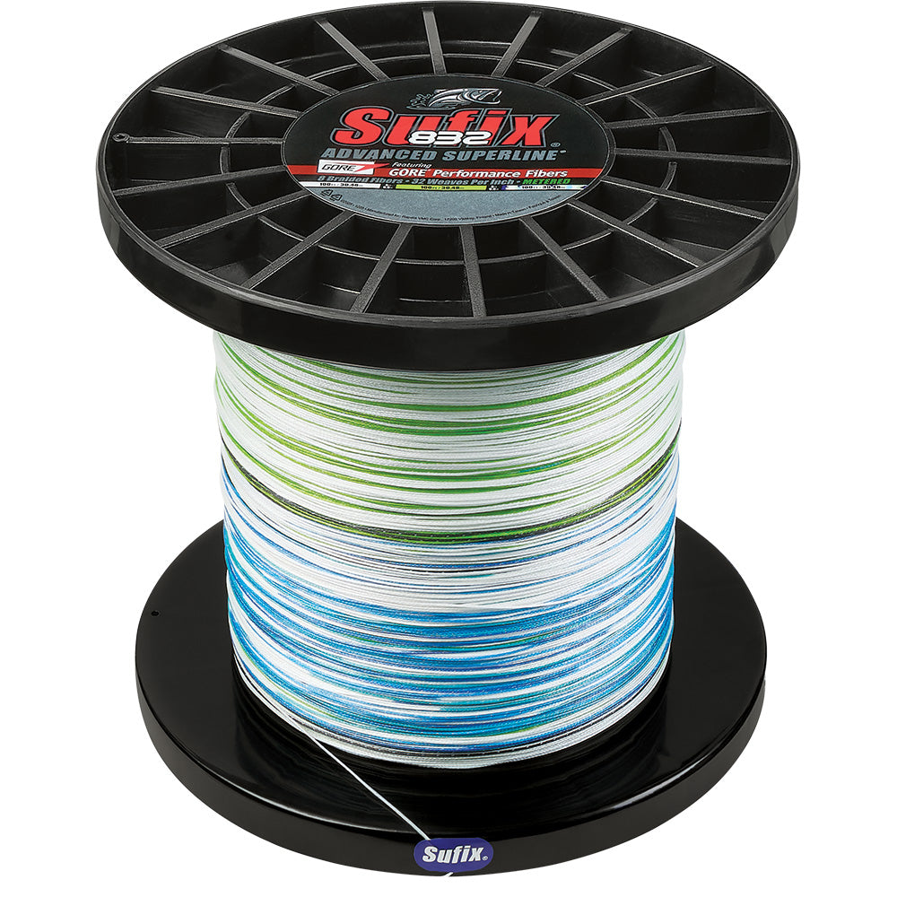 Sufix 832 Advanced Superline Bulk Metered 3500yds, 65lb, White - Neon Lime - Blue
