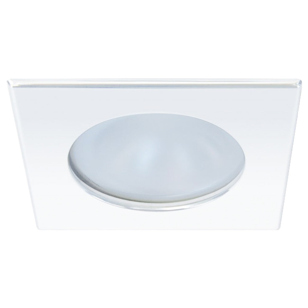 Quick Blake XP Downlight LED - 4W, IP66, Screw Mounted - Square White Bezel, Round Warm White Light