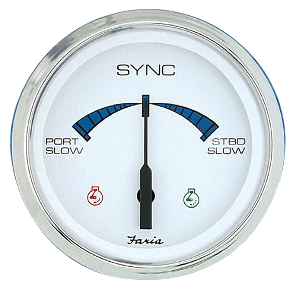 Faria 4" Chesapeake SS White Engine Synchronizer - Dual Gas Var Ratio Alt Diesel