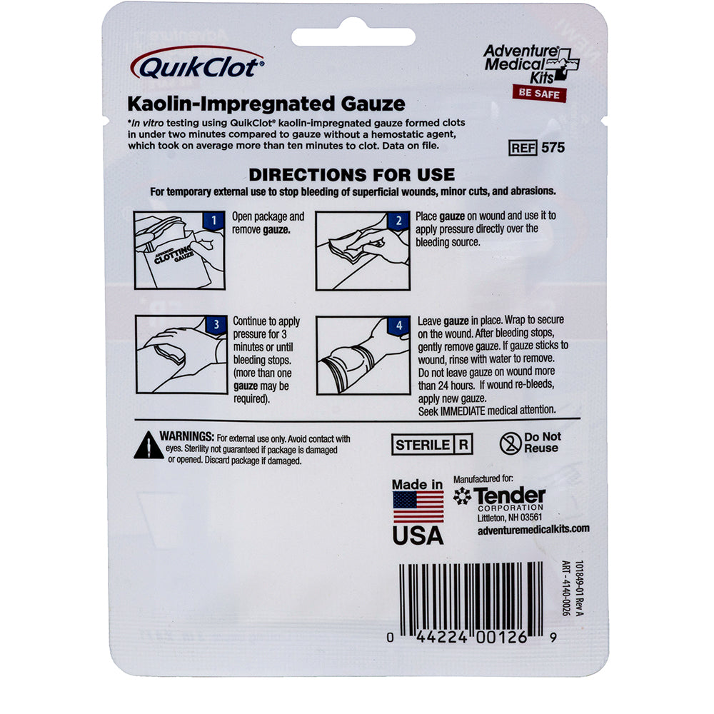QuikClot Advanced Clotting Gauze - 3" x 4