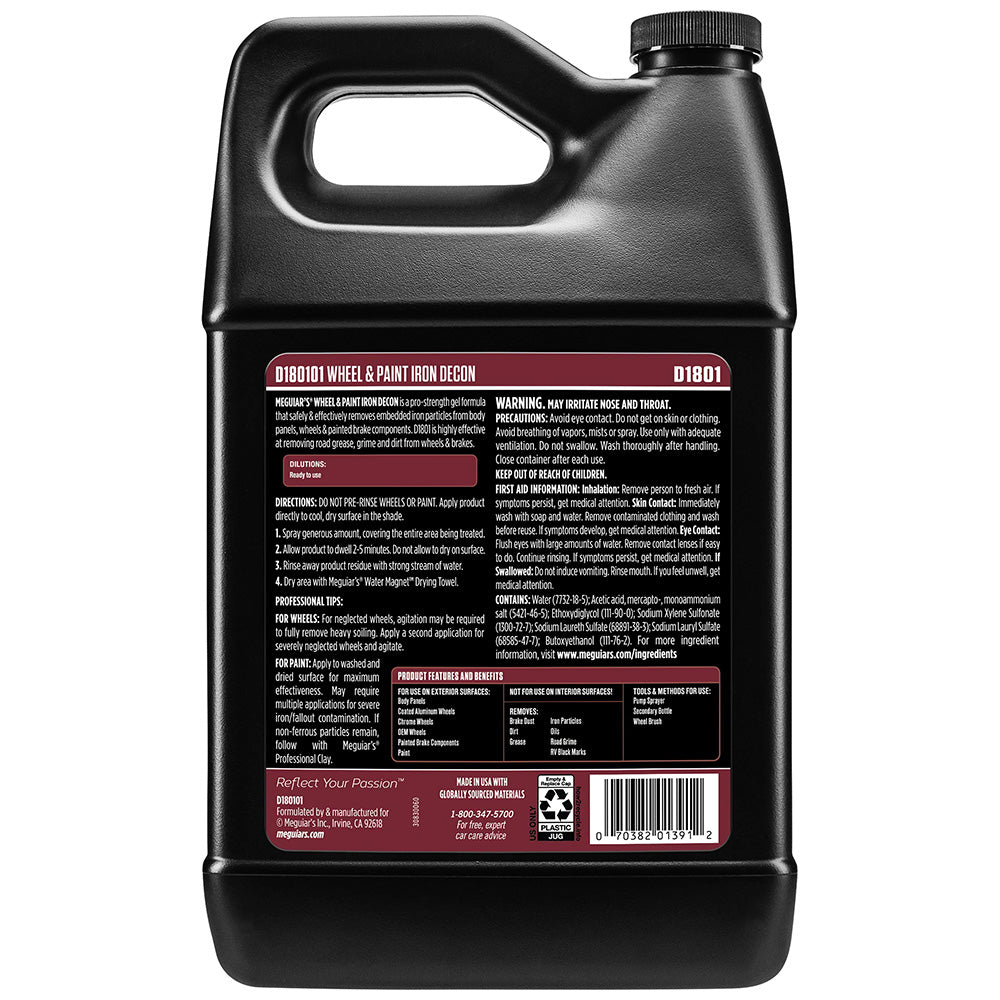 Meguiars Wheel Paint Iron DECON - Pro-Strength Iron Remover - 1 Gallon
