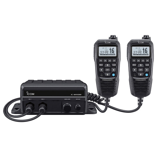 Icom M410BB 11 Black Box VHF w/Black Command Mic  2 Command Mic Ports