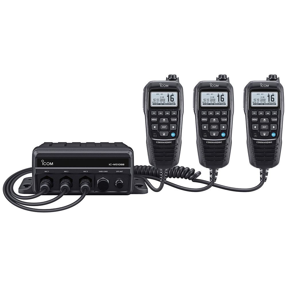 Icom M510BB 21 Black Box VHF w/Black Command Mic  3 Command Mic Ports