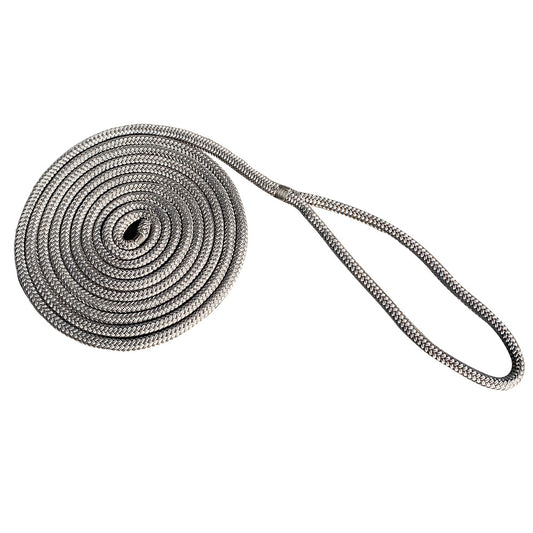 New England Rope 5/8" x 25 Nylon Double Braid Dock Line - Grey