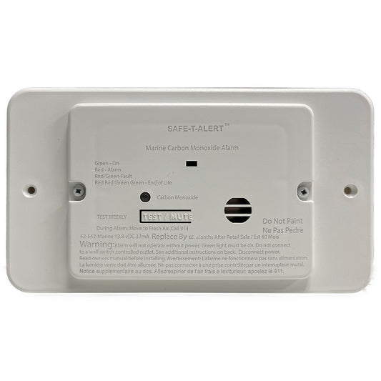 Safe-T-Alert 62 Series Marine Carbon Monoxide - Flush Mount - White - 12V w/Trim Ring