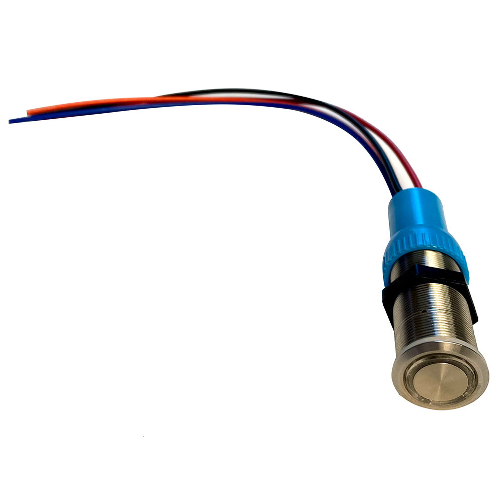 Bluewater 19mm Push Button Switch - Off/(On) Momentary Contact - Blue/Red LED - 1' Lead