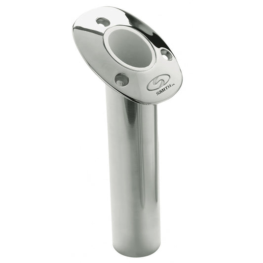 C.E. Smith Flush Mount Rod Holder - 30 Degree  9" Depth - Stainless Steel - Cast Bottom - White Vinyl Liner