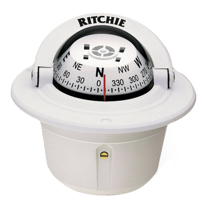 Ritchie F-50W Explorer Compass - Flush Mount - White [F-50W] | Compasses by Ritchie 