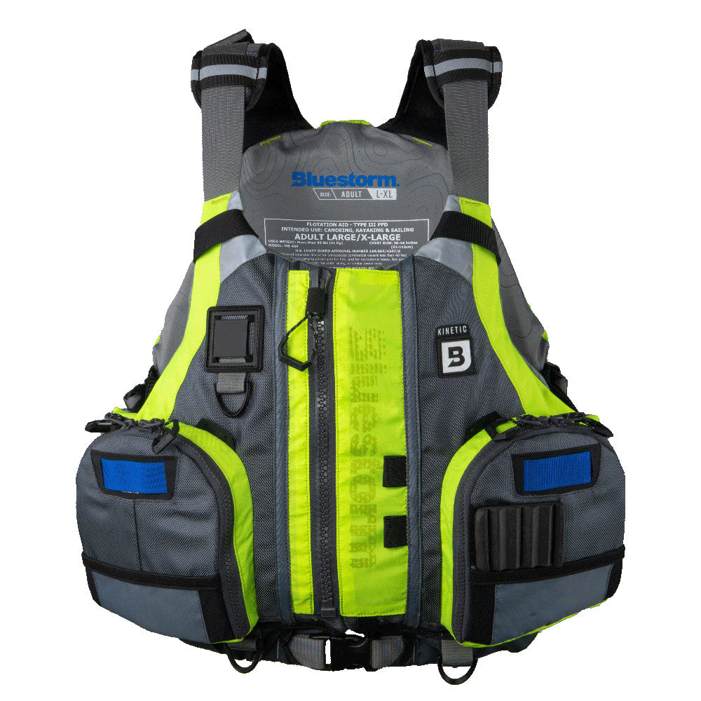 Bluestorm Kinetic Kayak Fishing Vest - Hi-Vis - L/XL