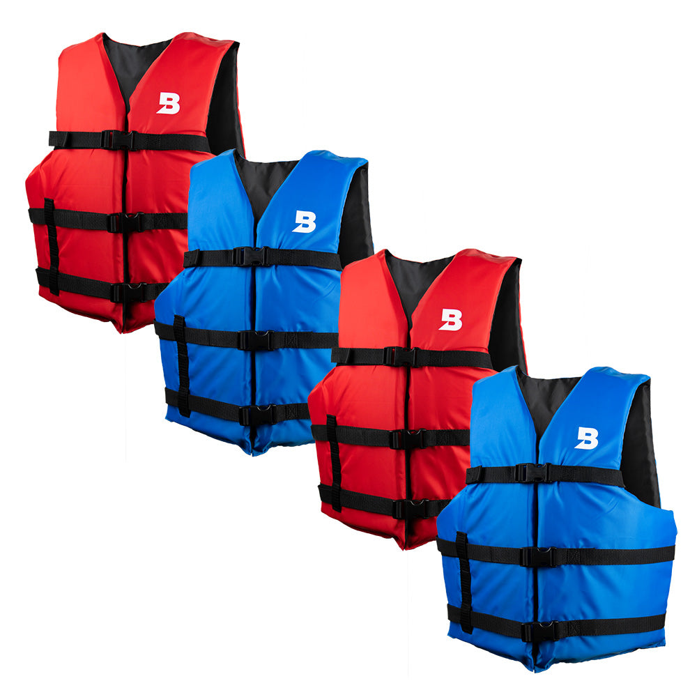 Type III General Boating Adult Universal Foam Life Jacket - Blue/Red *4-Pack