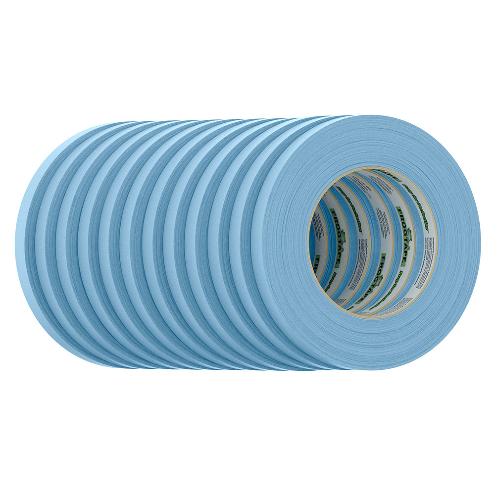 FrogTape CP 250 Medium-High Adhesion Masking Tape - 12MM x 55M x 12-Pack - Light Blue - Rated for 250F