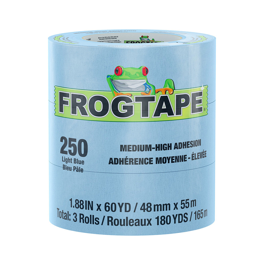 FrogTape CP 250 Medium-High Adhesion Masking Tape - 48MM x 55M x 3-Pack - Light Blue - Rated for 250F