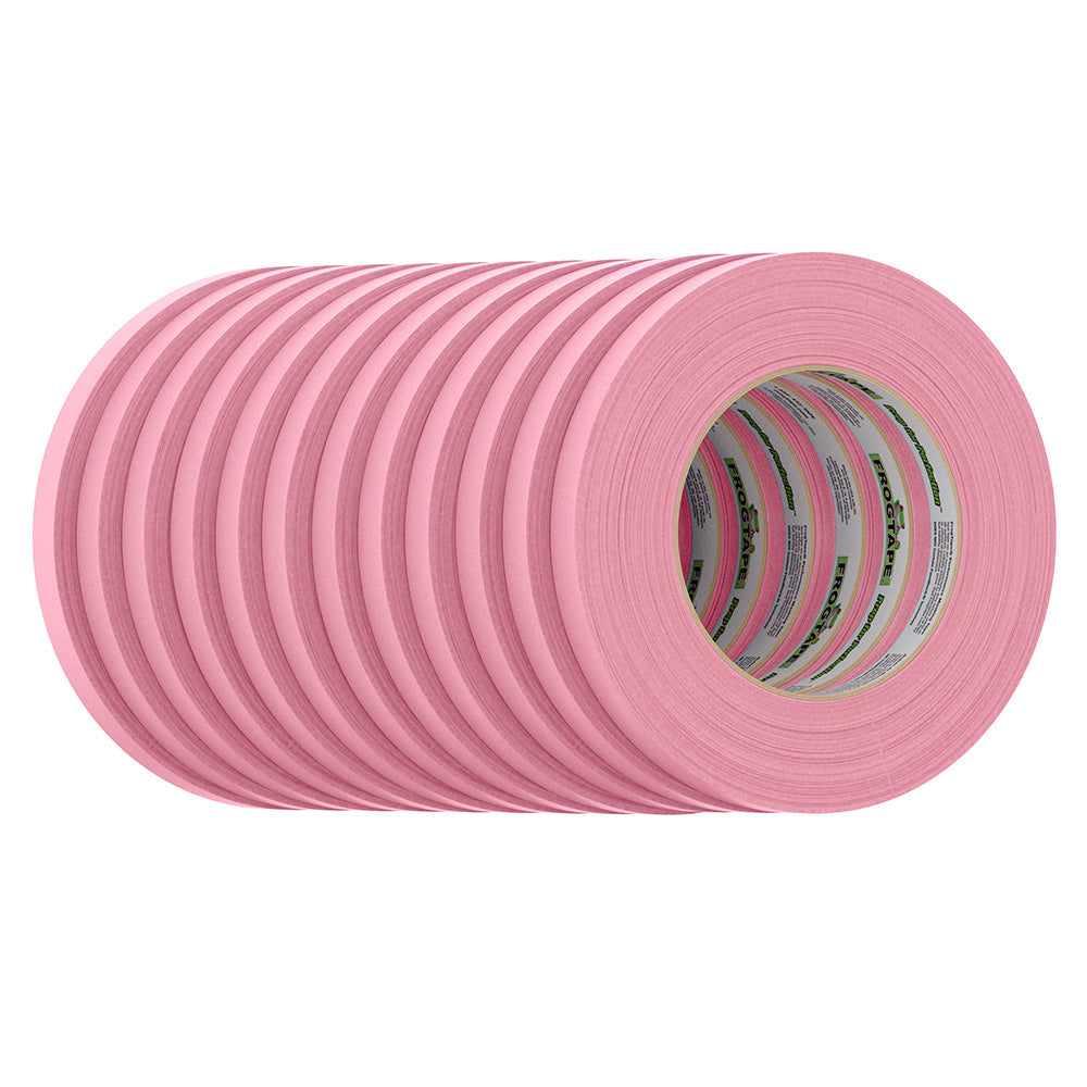 FrogTape CP 325 Medium-High Adhesion Masking Tape - 12MM x 55M x 12-Pack - Pink - Rated for 325F