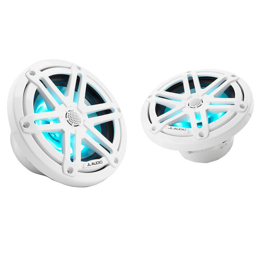 JL Audio M3 Series 6.5" Marine Coaxial Speakers w/Gloss White Sport Grilles w/RGB LED Lighting - M3-650X-S-Gw-i