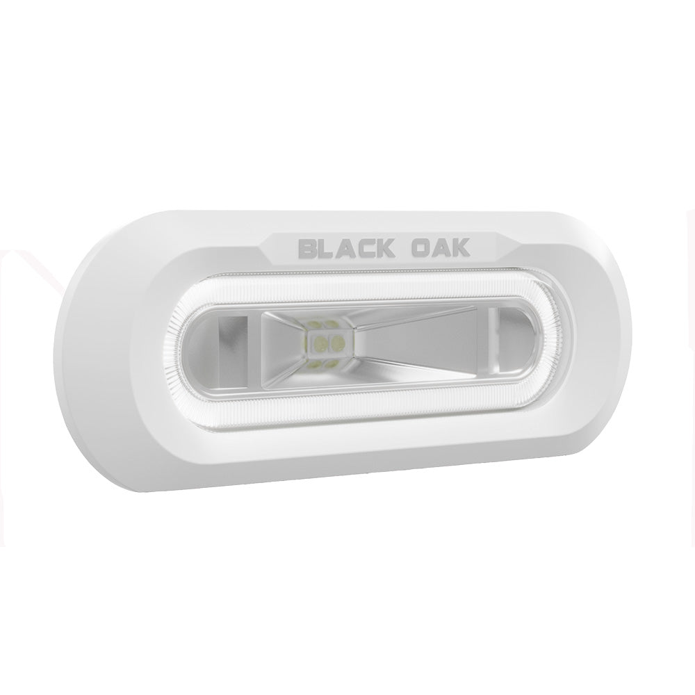 Black Oak Low Pro Marine Spreader Light - Flush Mount - White Housing - White LED