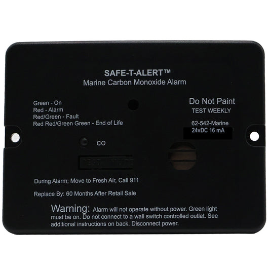 Safe-T-Alert 62 Series Marine Carbon Monoxide Alarm - 24V Flush Mount - Black