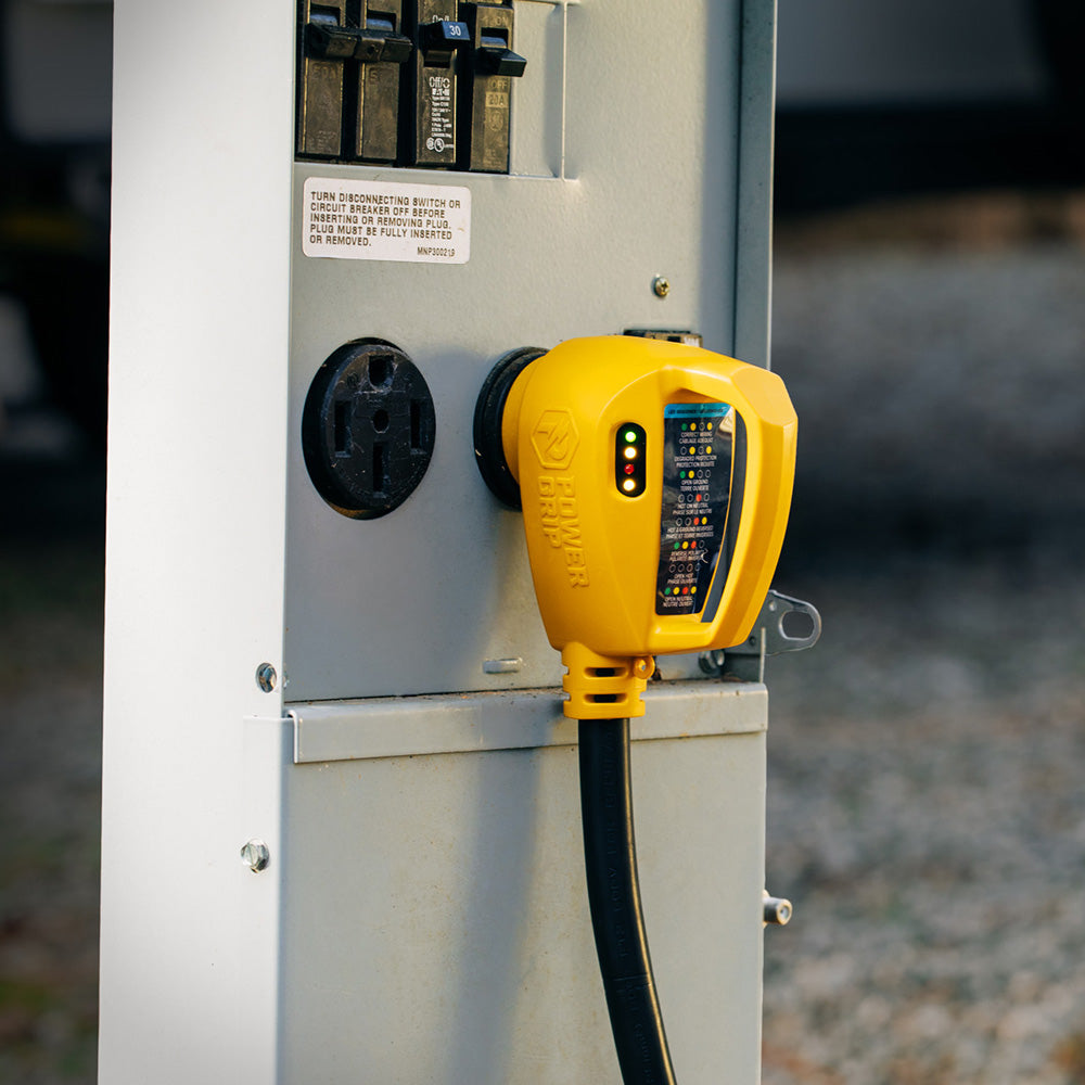 Camco Power Grip RV 12" 30Amp Circuit Analyzer Dogbone - Integrated Surge Protection