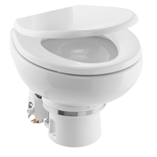 Dometic MasterFlush 7160 White Electric Macerating Toilet w/Orbit Base, Raw Water Flush - 12V