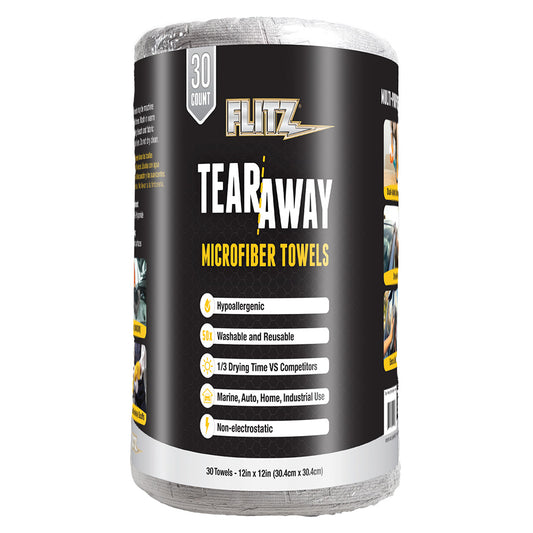 Flitz 12" x 12" Tear-Away Microfiber Towels - Grey *30-Pack