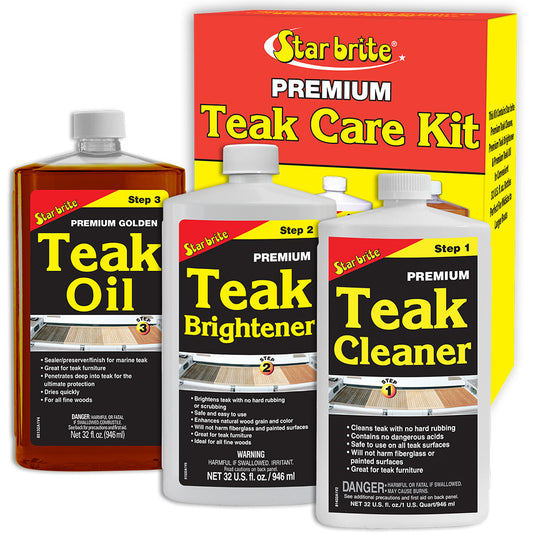 Star brite Premium Teak Care Kit - Step 1, Step 2,  Step 3 - 32 oz