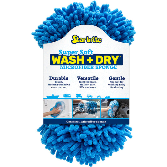 Star brite Microfiber Reggae Sponge - Blue, Dual-Sided Scrubbing  Dusting
