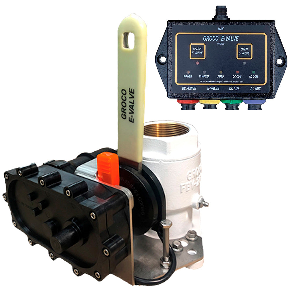 GROCO 1" E-Valve Kit - Bronze Electric Flanged Seacock - 12V