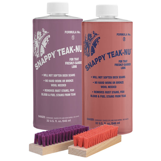 Snappy Teak-Nu Kit - 32 oz w/Formula No. 1 - 32 oz, Formula No. 2 - 32 oz,  Bristle Brush
