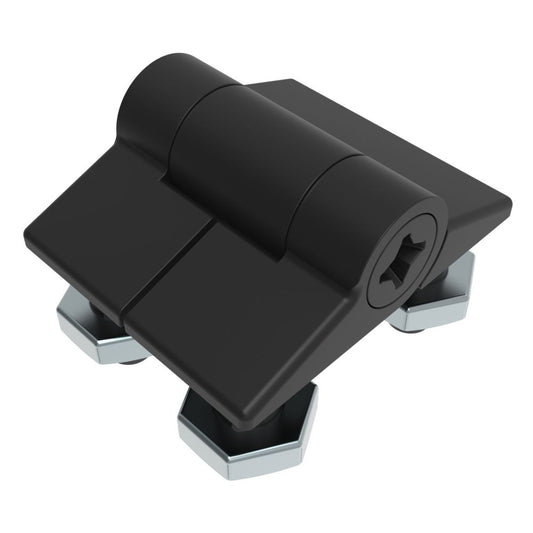Southco Adjustable Torque Hinge, Symmetric Torque, Small Size, Acetal Copolymer, Natural, Black