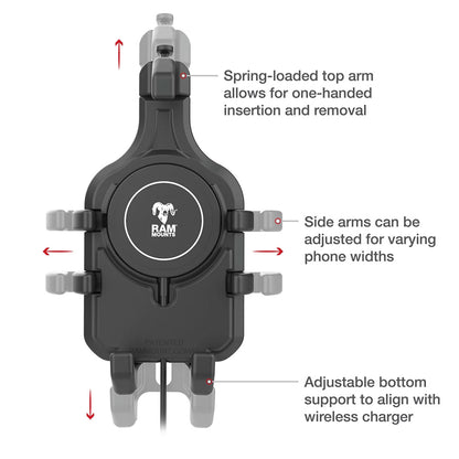 Ram Mount RAM Quick-Grip Pro w/Ball  Qi2 15W Wireless Charger