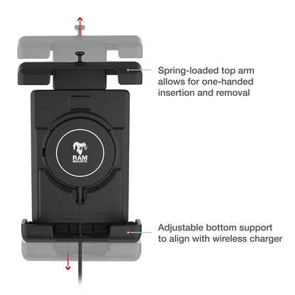 Ram Mount RAM Quick-Grip Pro XL w/Ball  Qi2 15W Wireless Charger