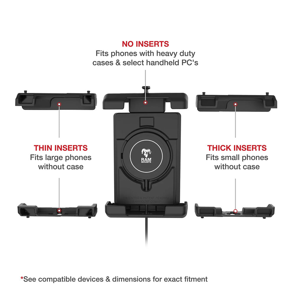 Ram Mount RAM Quick-Grip Pro XL w/Ball  Qi2 15W Wireless Charger