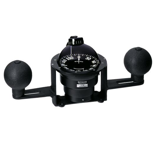 Ritchie YB-600 Globemaster Steel Boat Compass w/5 Card - 12V - Yoke Mounted - Black