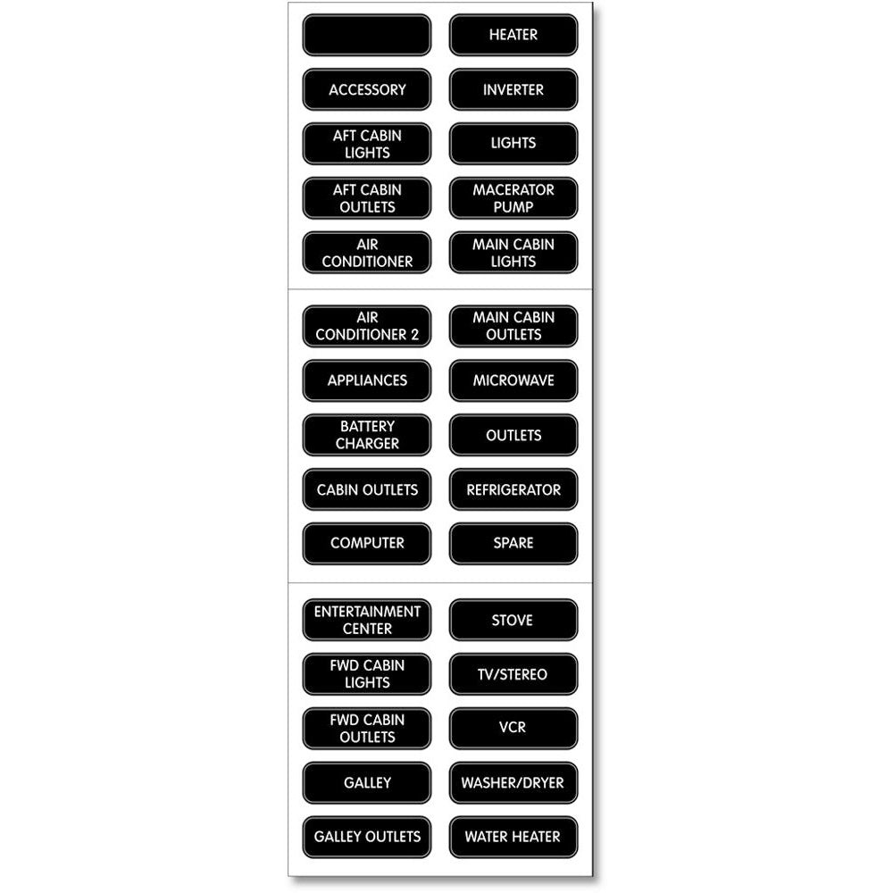 Blue Sea 8031 AC Panel Basic 30 Label Set [8031] | Switches & Accessories by Blue Sea Systems 