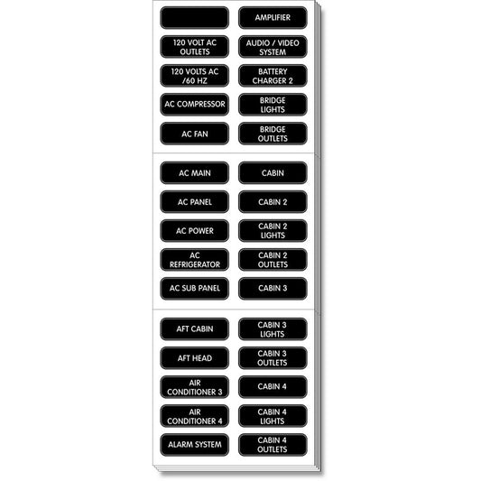 Blue Sea 8067 AC Panel Extended 120 Label Set [8067] | Switches & Accessories by Blue Sea Systems 