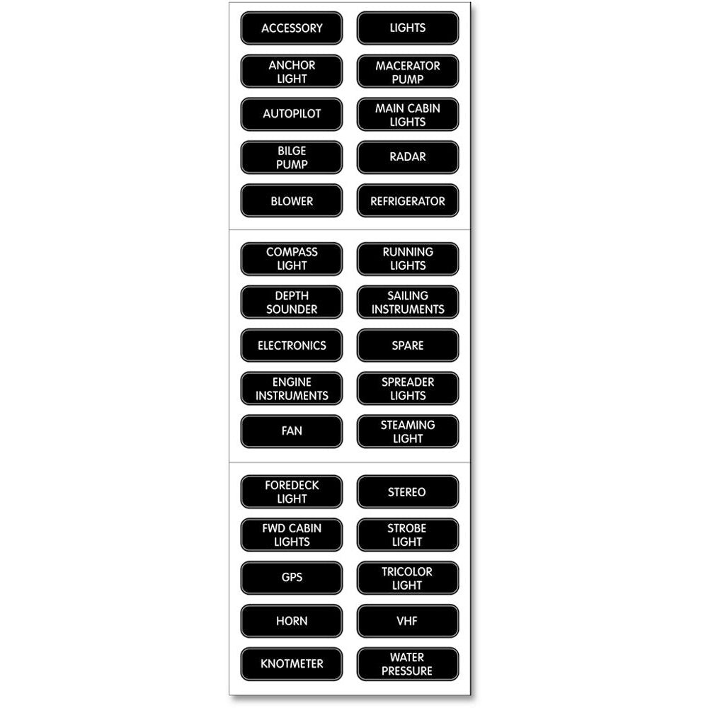 Blue Sea 8030 DC Panel Basic 30 Label Set [8030] | Switches & Accessories by Blue Sea Systems 