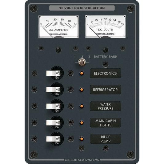 Blue Sea 8081 DC 5 Position Toggle Branch Circuit Breaker Panel - White Switches [8081] | Electrical Panels by Blue Sea Systems 