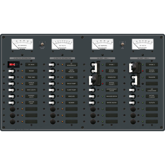 Blue Sea 8086 AC 3 Sources +12 Positions/DC Main +19 Position Toggle Circuit Breaker Panel - White Switches [8086] | Electrical Panels by Blue Sea Systems 